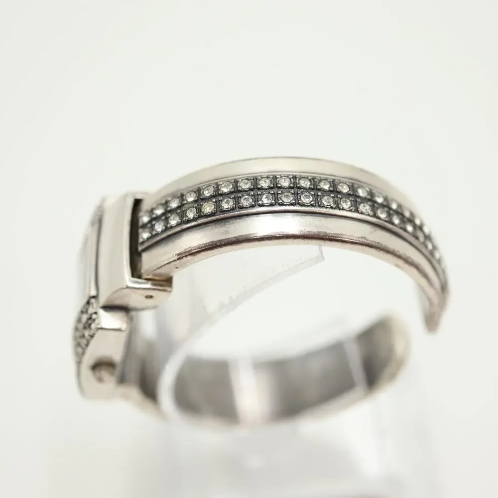 Chico's Silver Tone 24mm Square Jewel Cuff Womens Watch Metal w New Battery